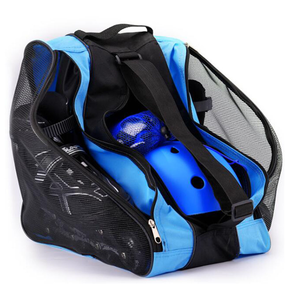 Children Ice Skate Backpack Skate Roller Carry Bag Skate Blue